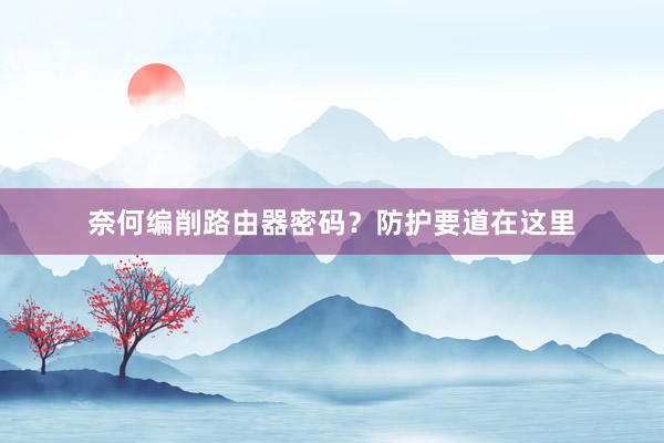 奈何编削路由器密码？防护要道在这里